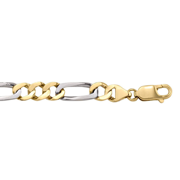 10k/14k/18k Two-Tone Gold Figaro Bracelet - 7.9 mm Wide - 8.5 inches Long - Men's Jewelry - Express Your Unique Fashion Sense 10k Two-Tone Gold / 8.5 / 14.5