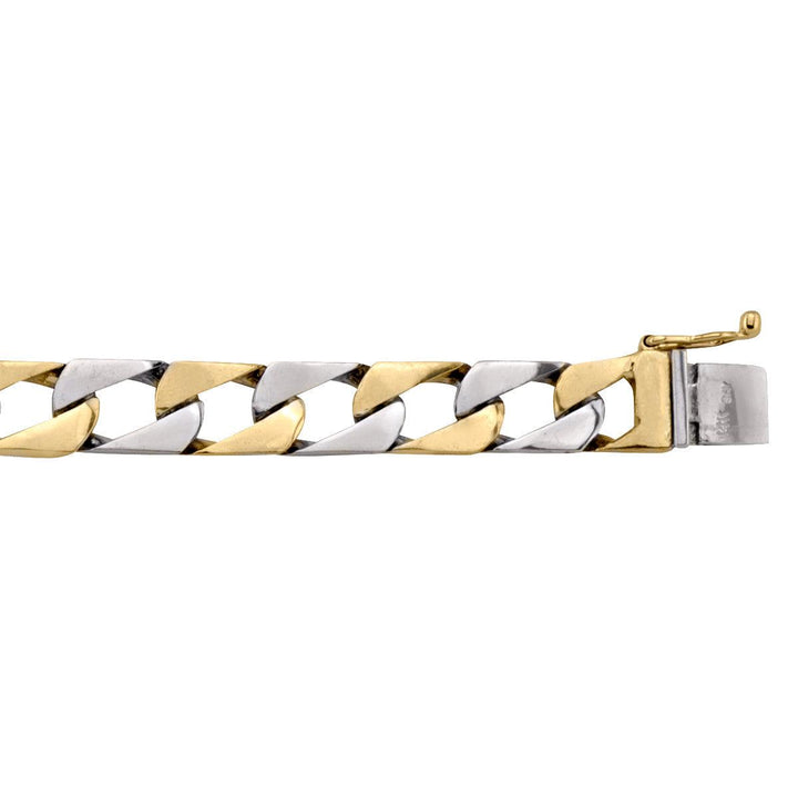 Two-Tone Gold Square Curb Bracelet - 9 mm Wide - 8.5 inches Long