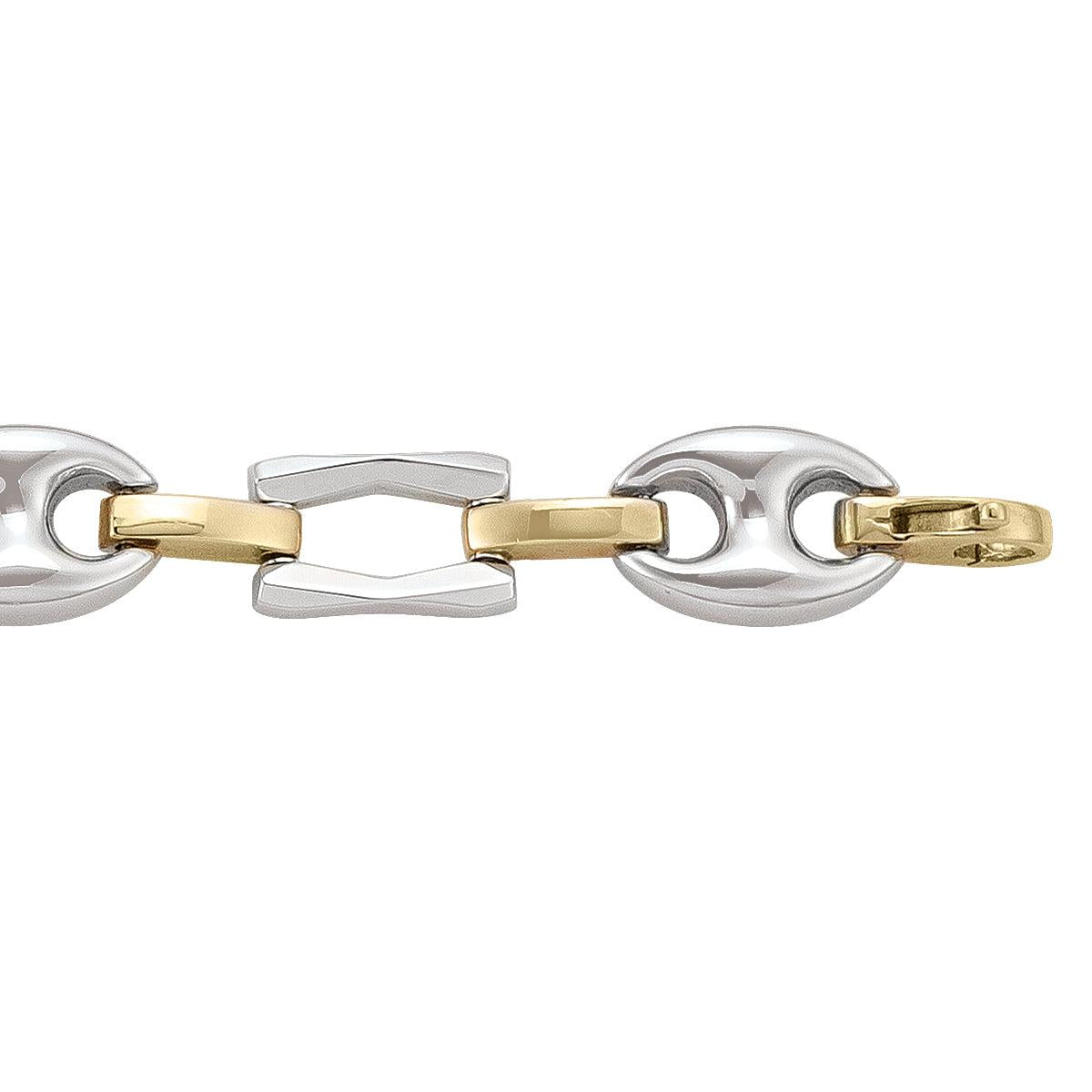 Two-Tone Gold Fancy Bracelet - 12.3 mm Wide - 8 inches Long