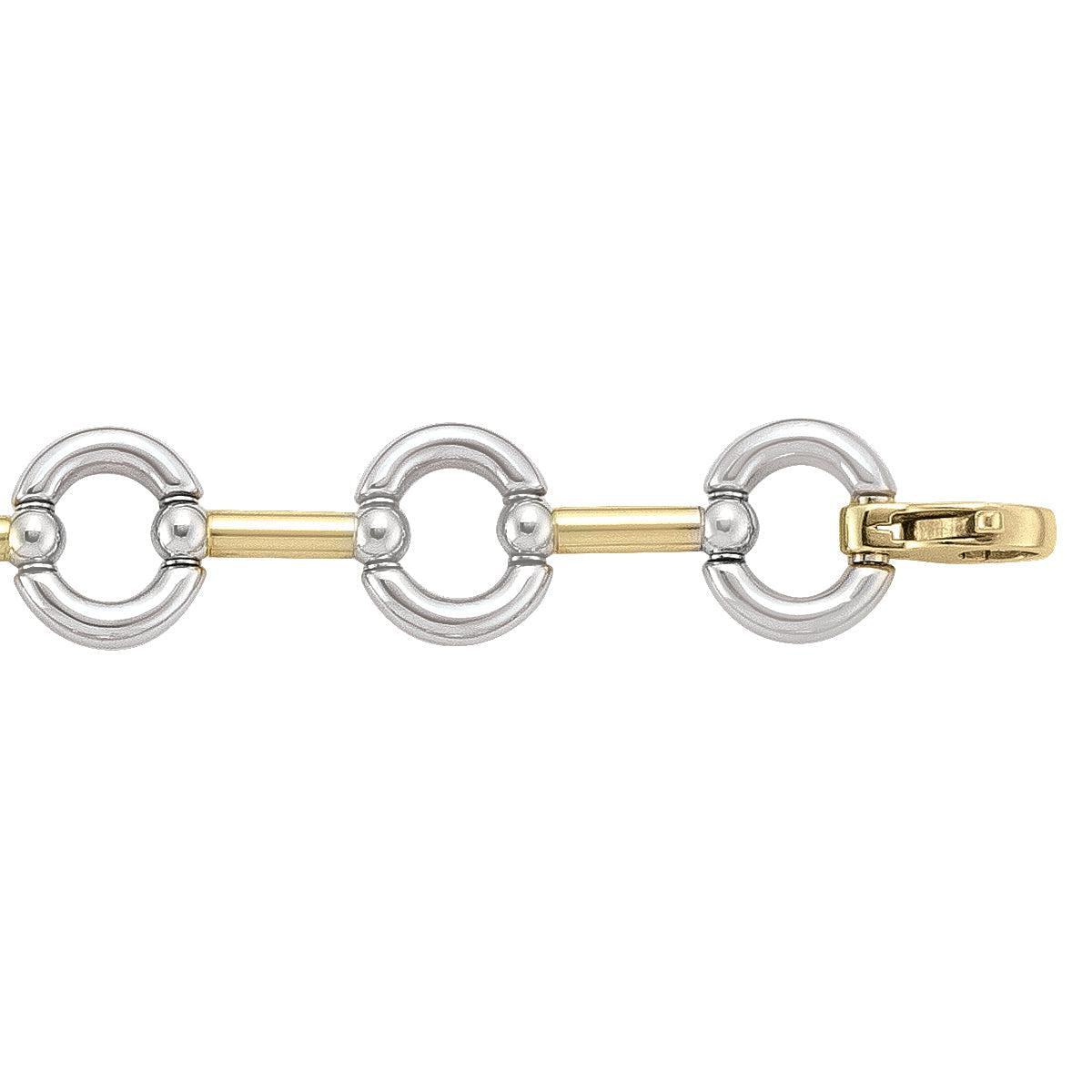 Two-Tone Gold Fancy Bracelet - 14.3 mm Wide - 7.5 inches Long