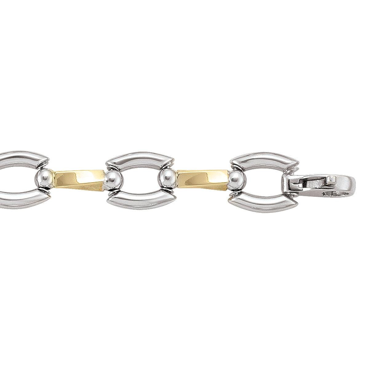 Two-Tone Gold Fancy Bracelet - 11 mm Wide - 8 inches Long