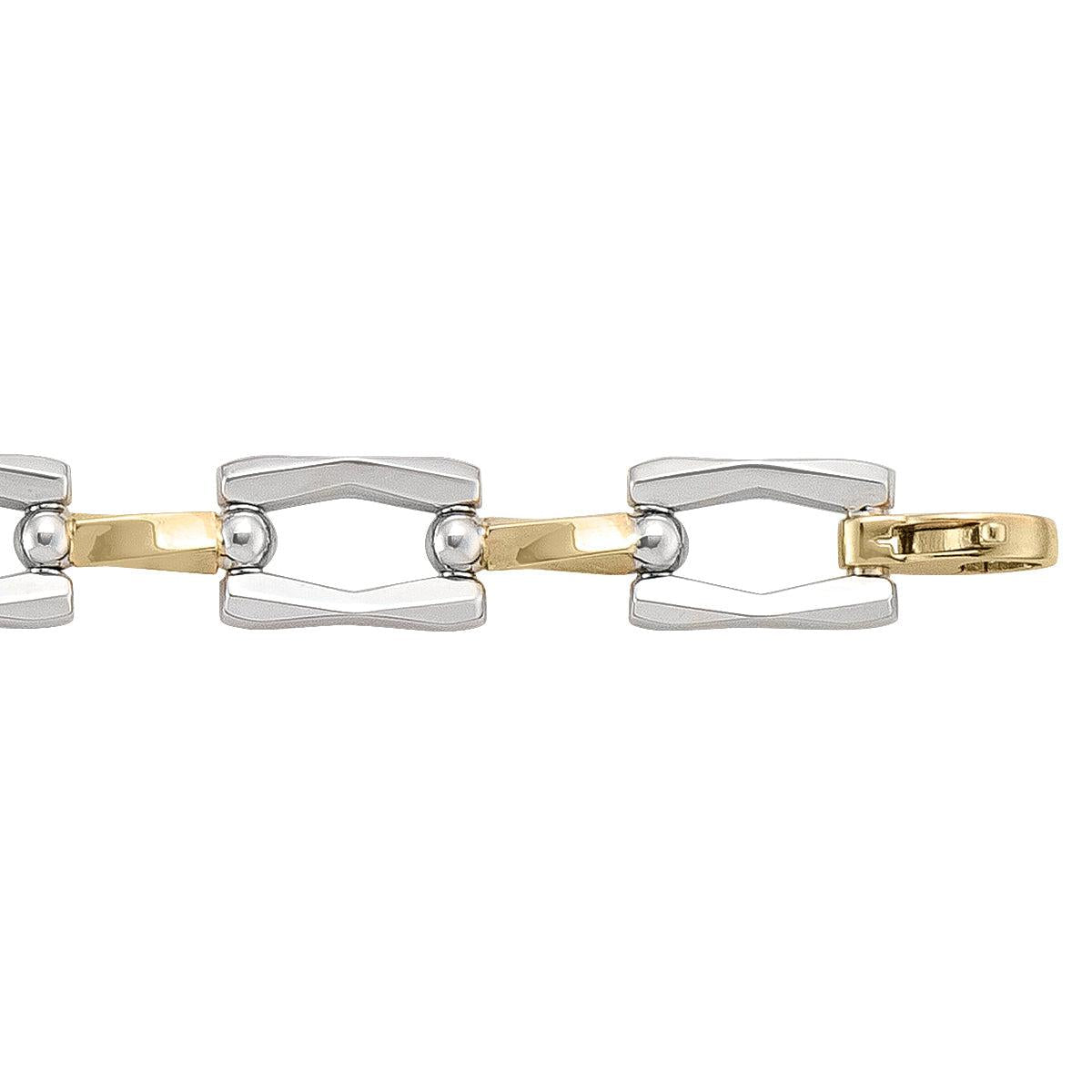 Two-Tone Gold Fancy Bracelet - 10.6 mm Wide - 8 inches Long