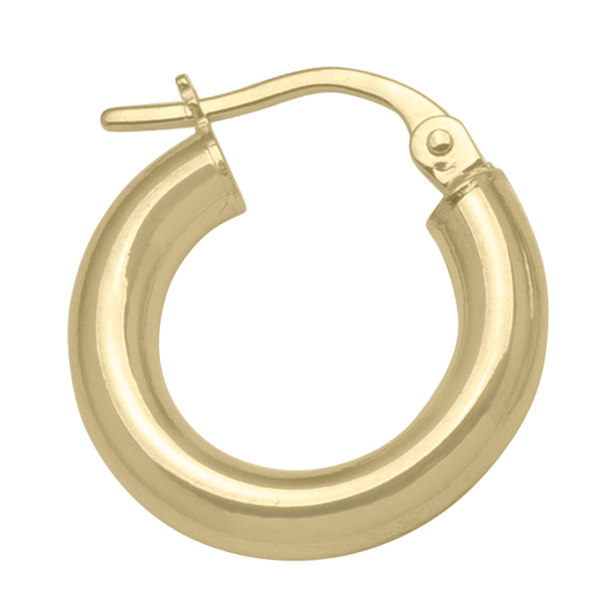 Elegant yellow gold hoop earrings in a 15.7mm size with a 3mm wide tube