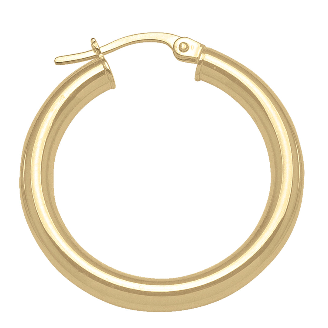 Classic 10k/14k/18k Yellow Gold High Polish 3mm Tube Hoop Earrings 25.3 mm