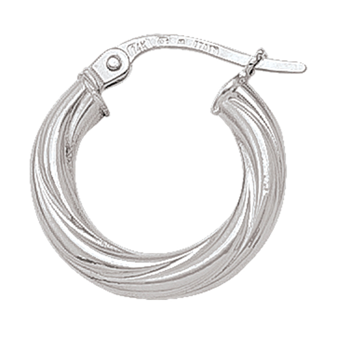WHITE GOLD TWISTED HOOP EARRING