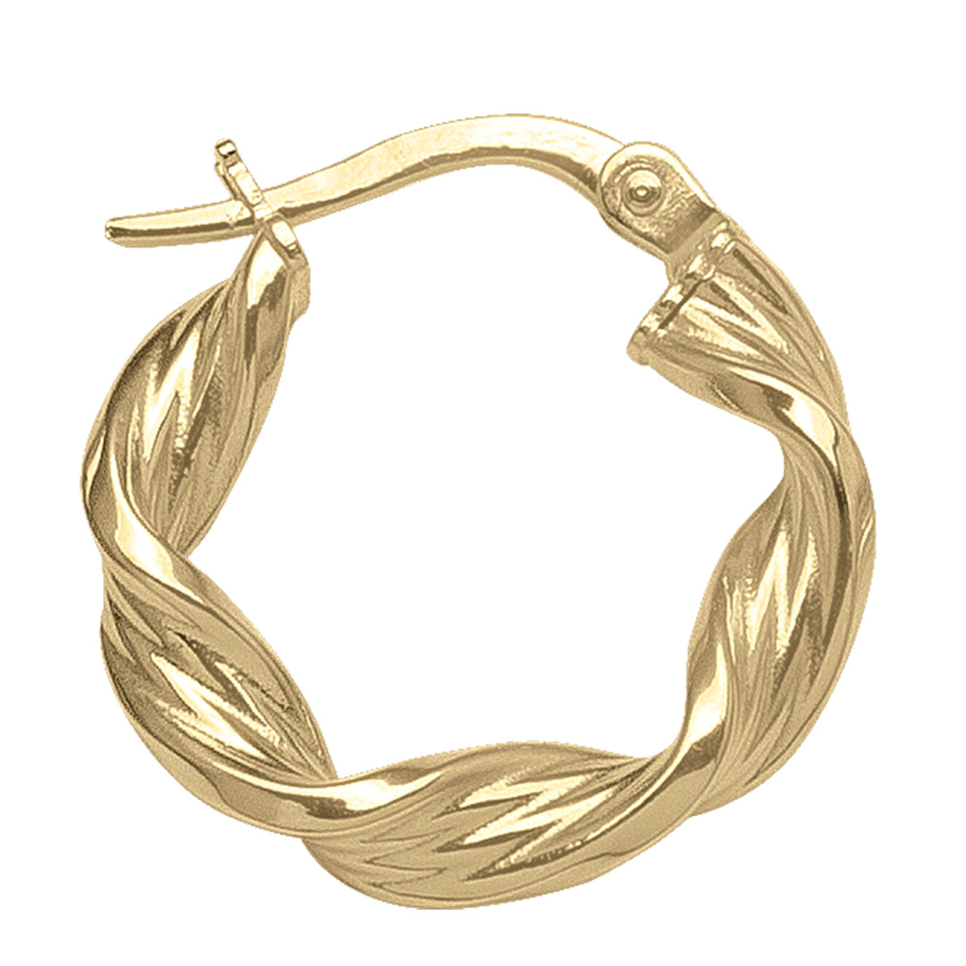 YELLOW GOLD TWISTED HOOP EARRING
