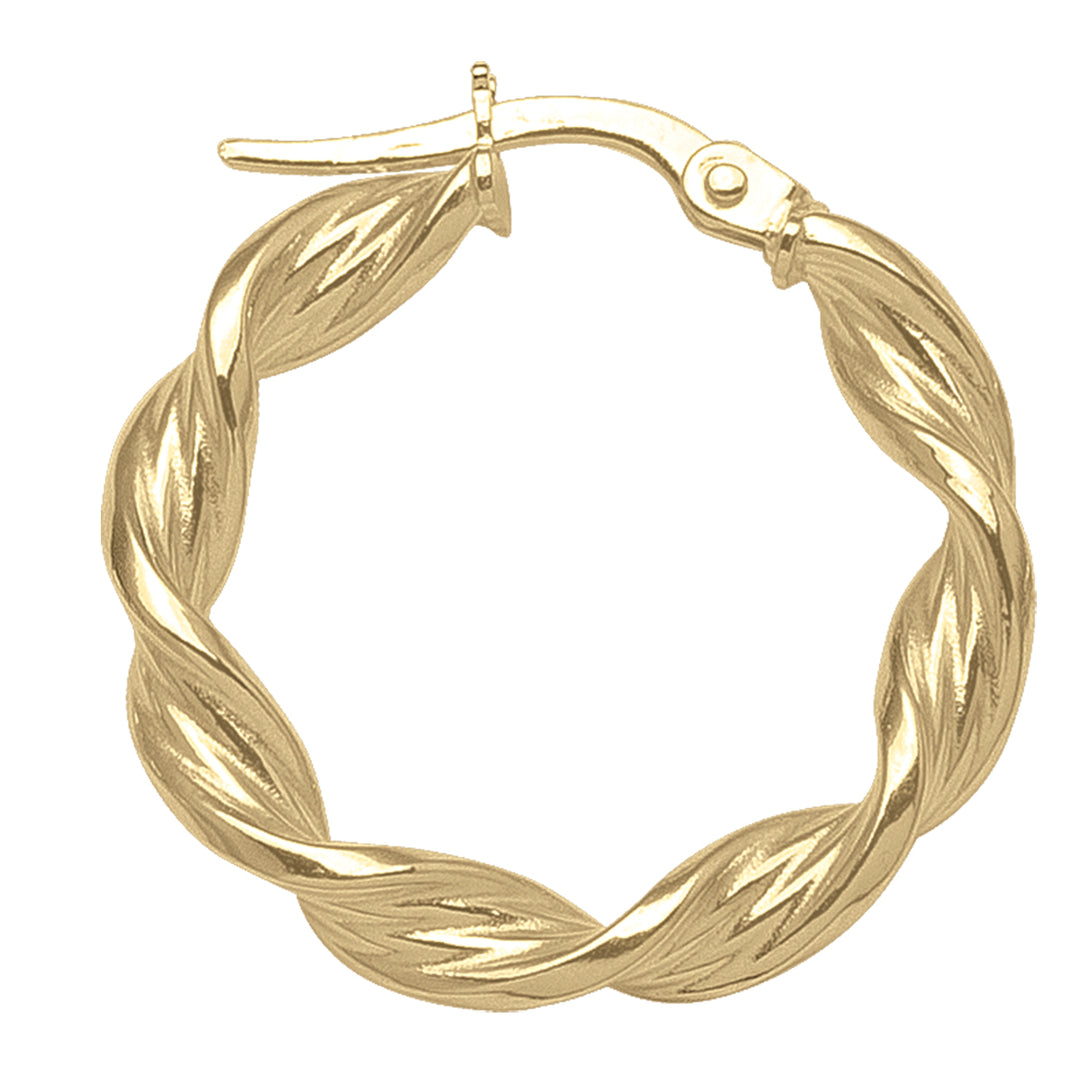 YELLOW GOLD TWISTED HOOP EARRING