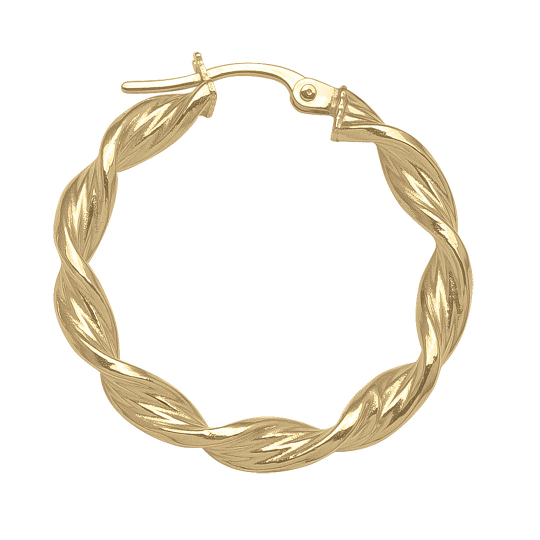  YELLOW GOLD TWISTED HOOP EARRING