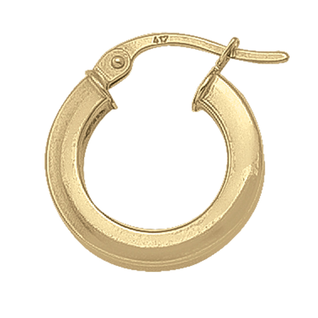 Square yellow gold hoop earrings with a 14.8mm size and 2.5mm wide tube, available in 10k, 14k, and 18k, featuring a polished finish.