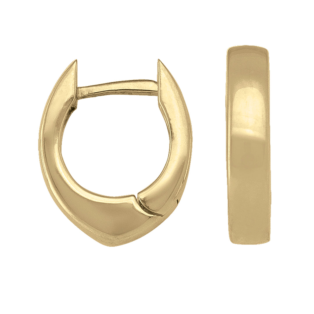 14K/18K Yellow Gold Oval Huggie Earrings