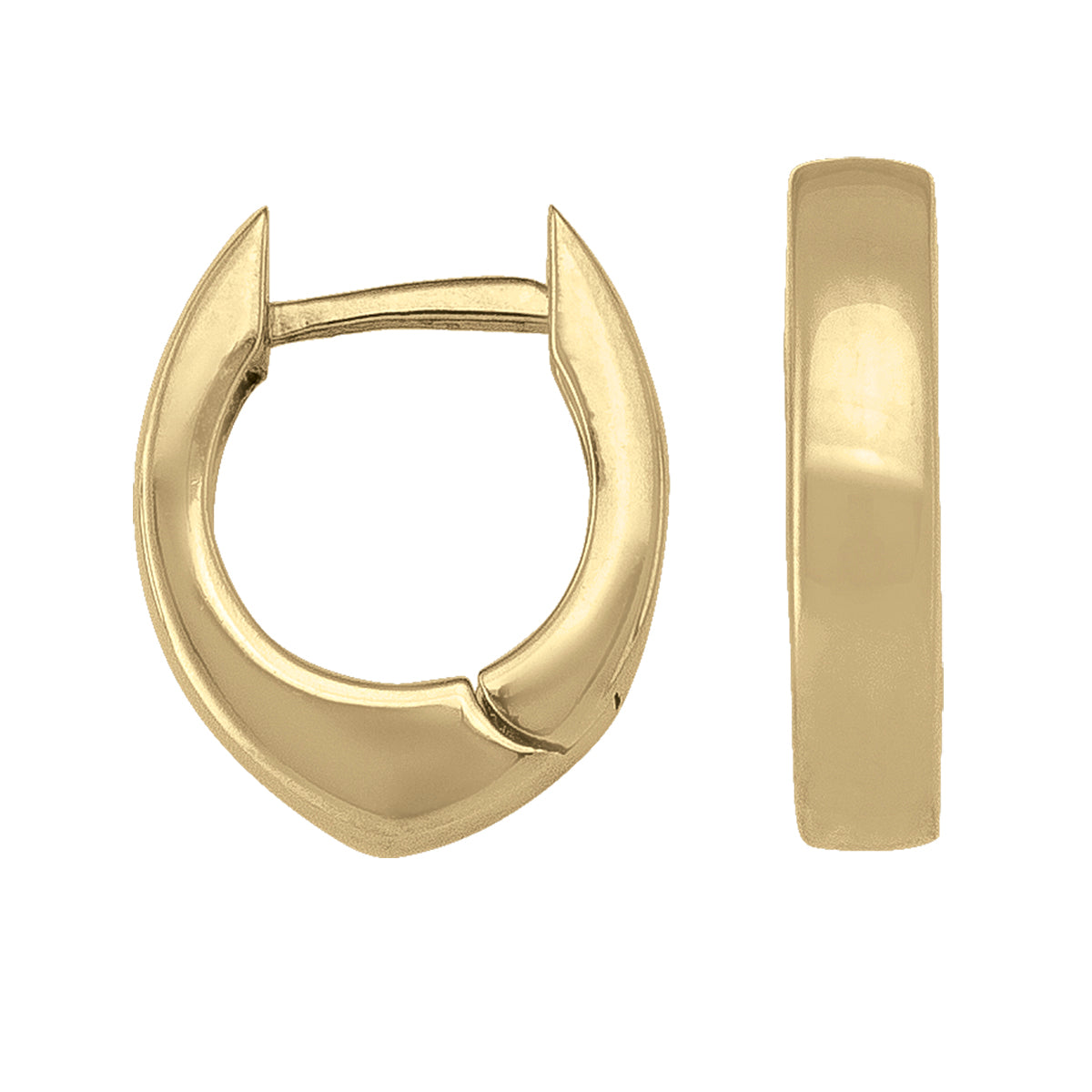 14K/18K Yellow Gold Oval Huggie Earrings