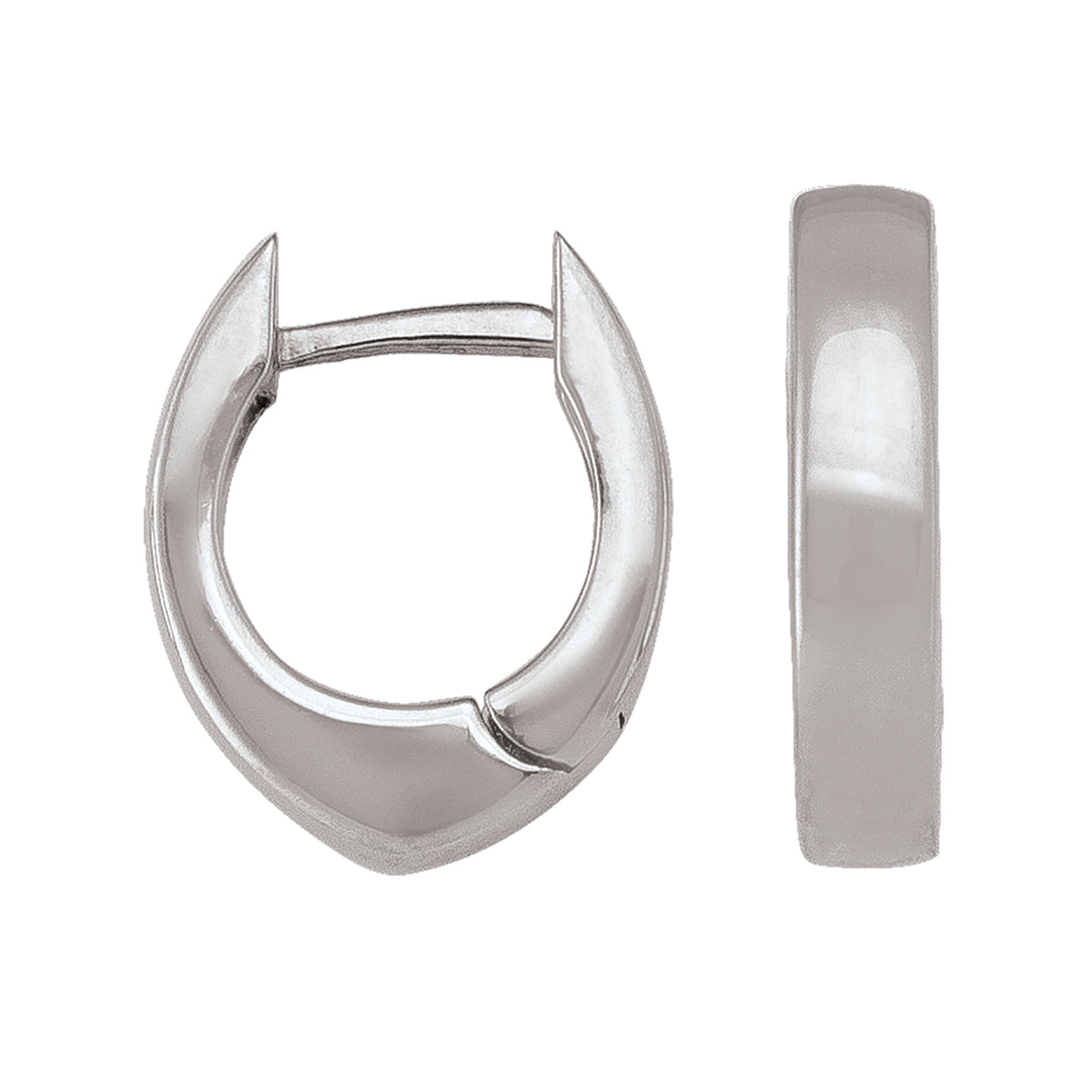 14K/18K white Gold Oval Huggie Earrings