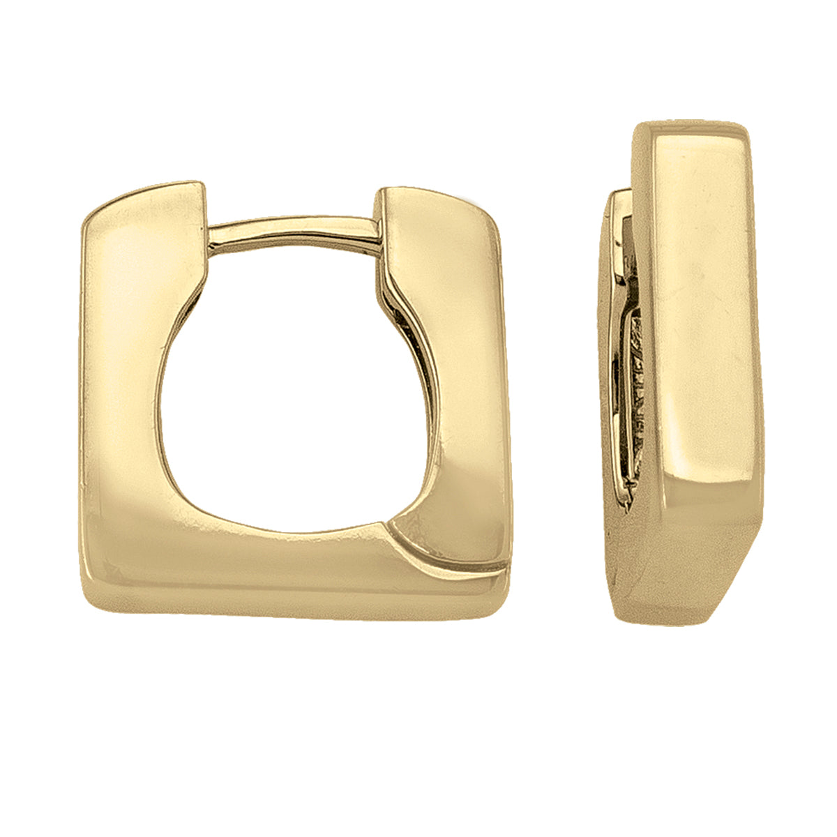 14k/18k yellow gold square-shaped huggie earrings