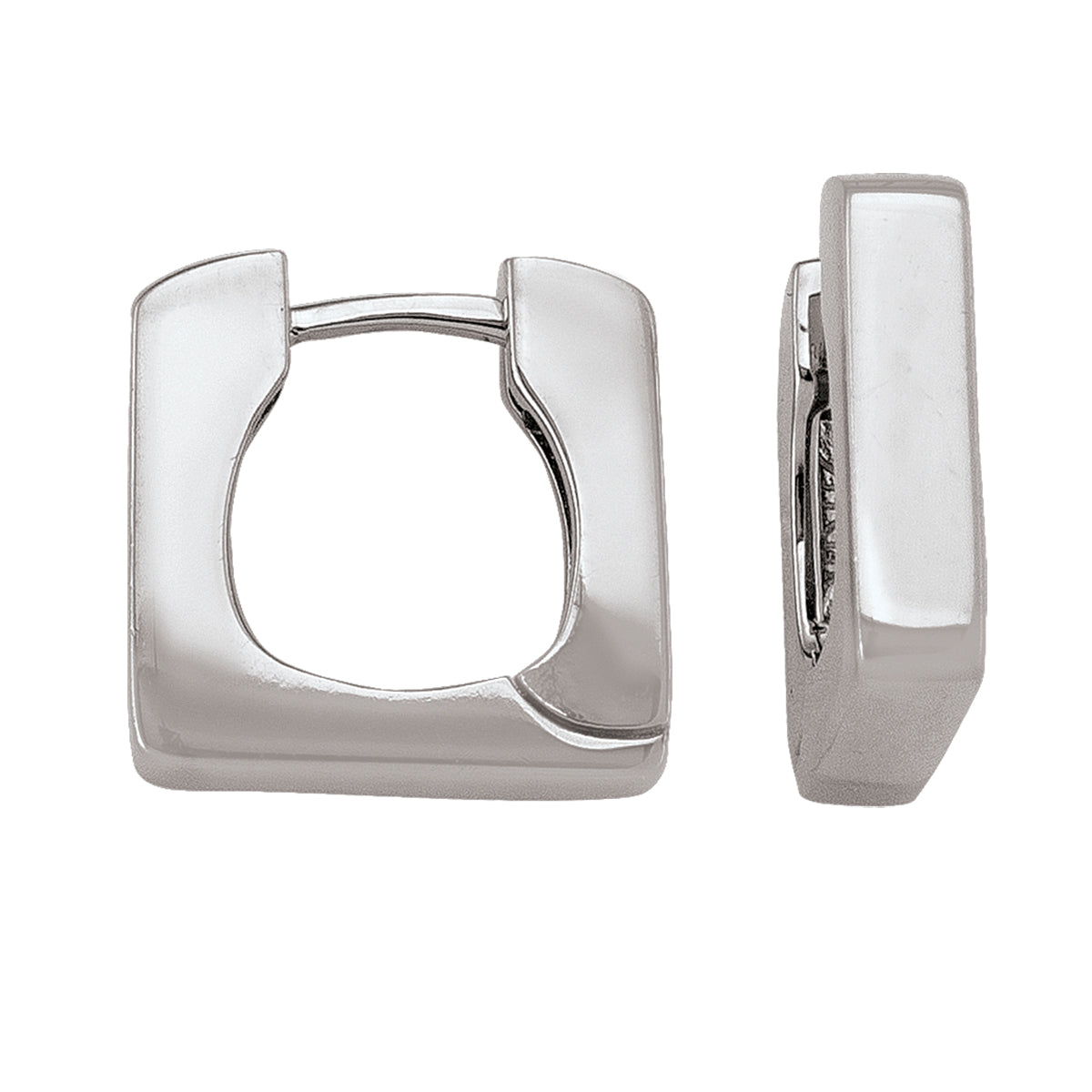 14k/18k white gold square-shaped huggie earrings