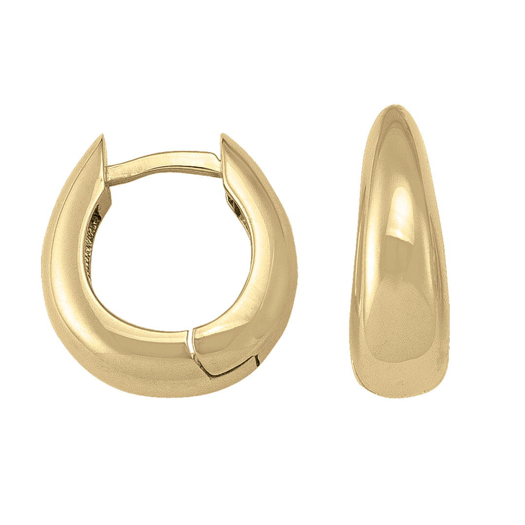Polished 14k/18k yellow gold oval huggie earrings 