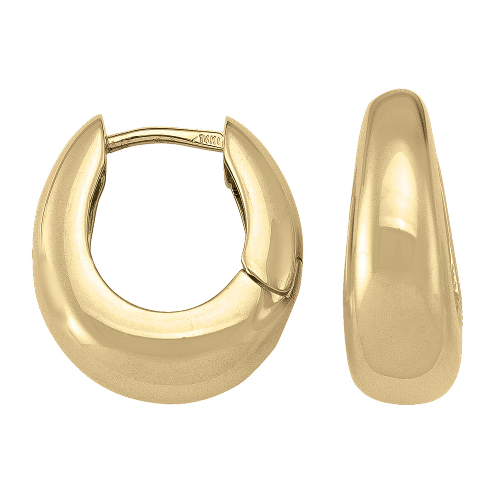 Polished 14k/18k yellow gold oval huggie earrings 