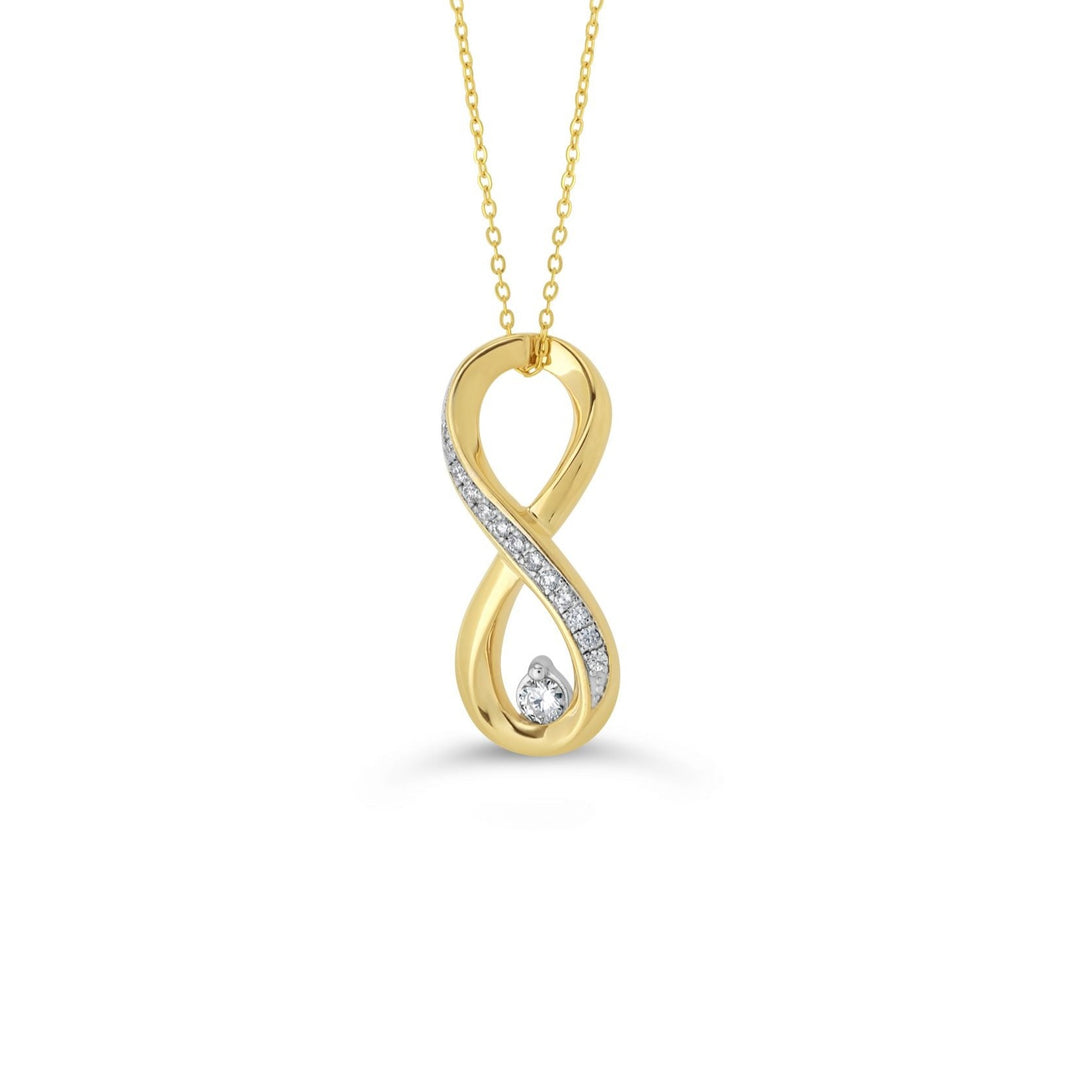 10K Yellow Gold Diamond Infinity Pendant with Chain