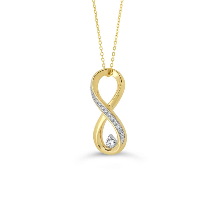10K Yellow Gold Diamond Infinity Pendant with Chain