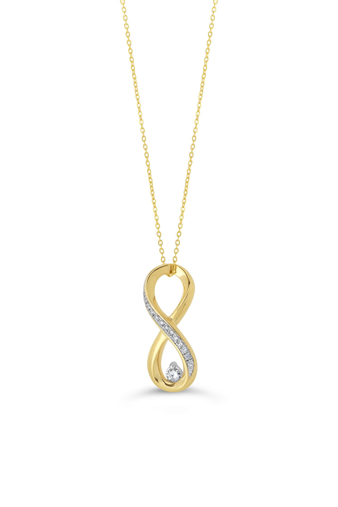 10K Yellow Gold Diamond Infinity Pendant with Chain
