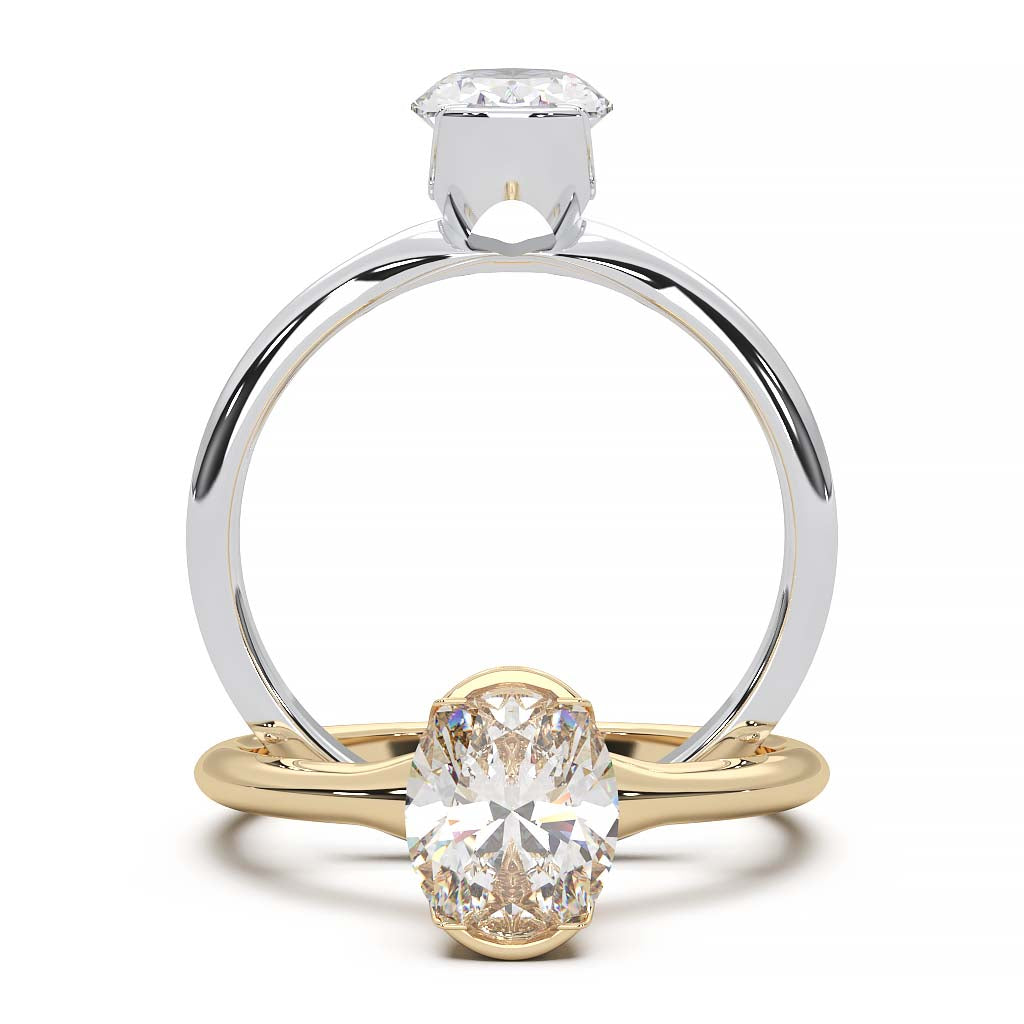 Half bezel oval diamond ring