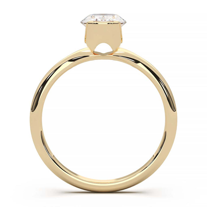 Half bezel oval diamond ring