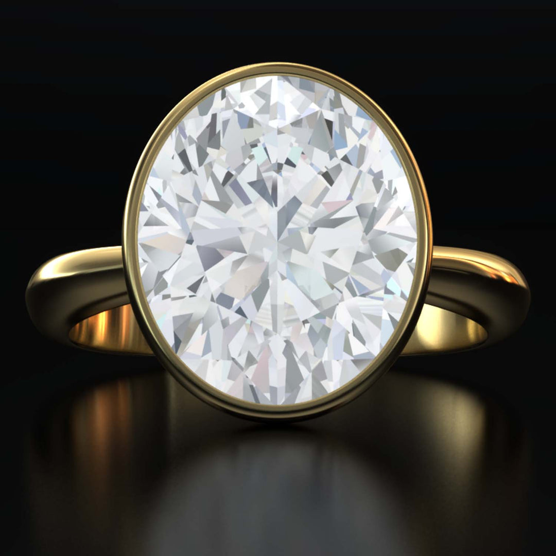 4.5 Carat Oval Lab-Grown Diamond Bezel Cathedral Ring - Classic Elegance Reimagined