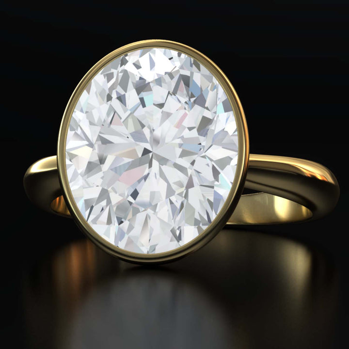 4.5 Carat Oval Lab-Grown Diamond Bezel Cathedral Ring - Classic Elegance Reimagined