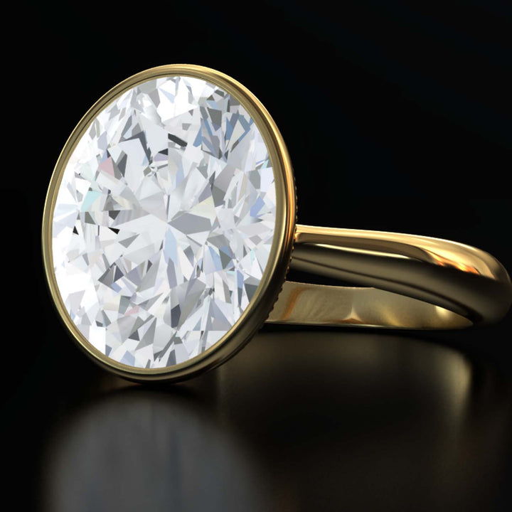 4.5 Carat Oval Lab-Grown Diamond Bezel Cathedral Ring - Classic Elegance Reimagined