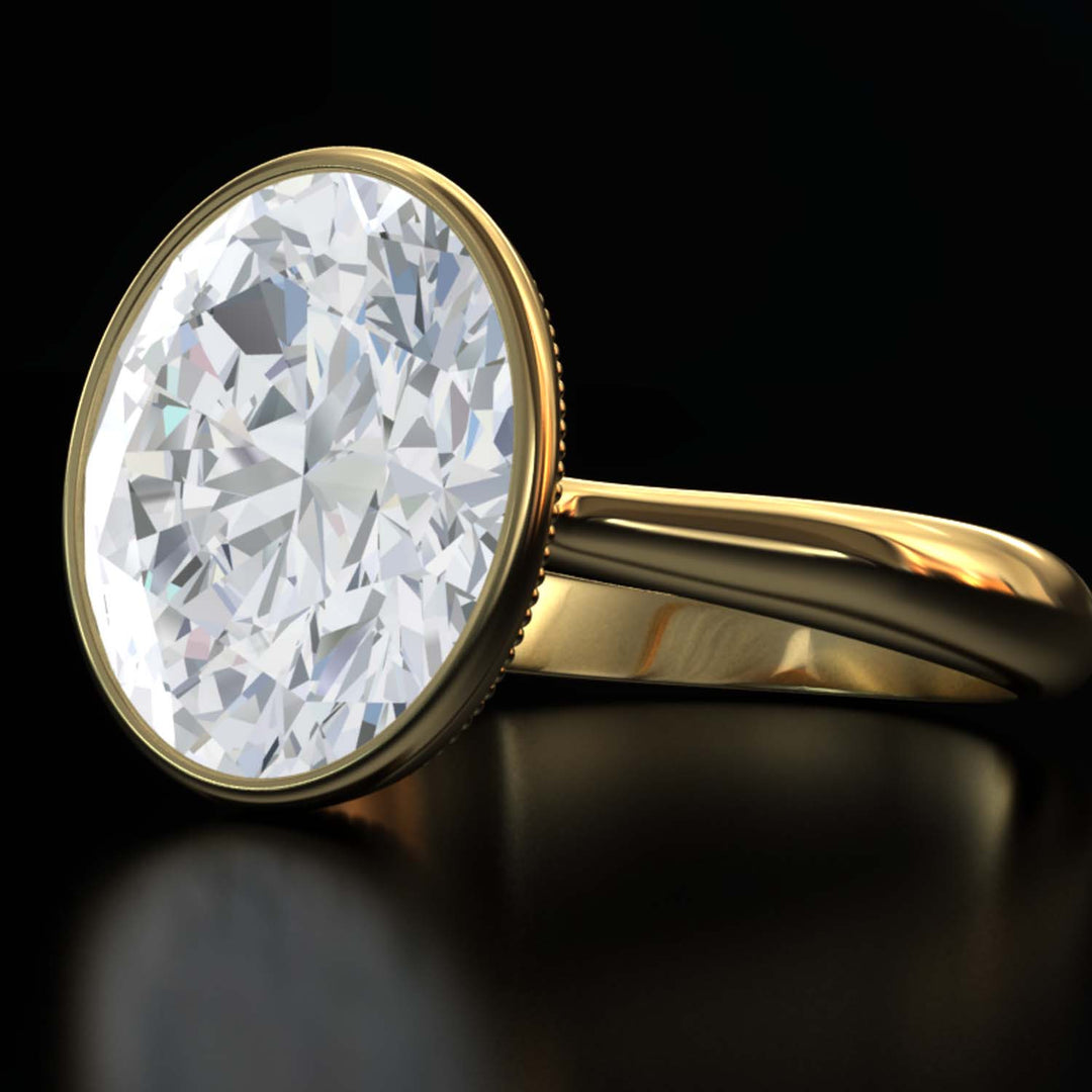 4.5 Carat Oval Lab-Grown Diamond Bezel Cathedral Ring - Classic Elegance Reimagined