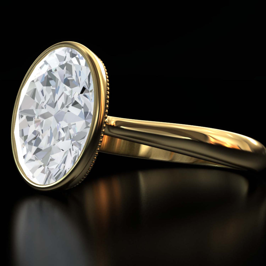 4.5 Carat Oval Lab-Grown Diamond Bezel Cathedral Ring - Classic Elegance Reimagined