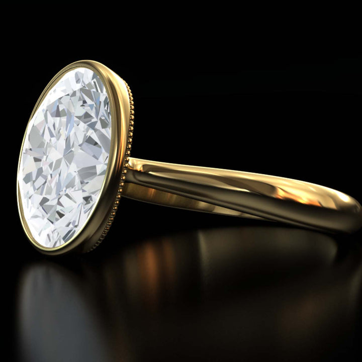 4.5 Carat Oval Lab-Grown Diamond Bezel Cathedral Ring - Classic Elegance Reimagined