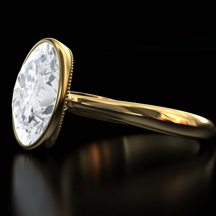 4.5 Carat Oval Lab-Grown Diamond Bezel Cathedral Ring - Classic Elegance Reimagined