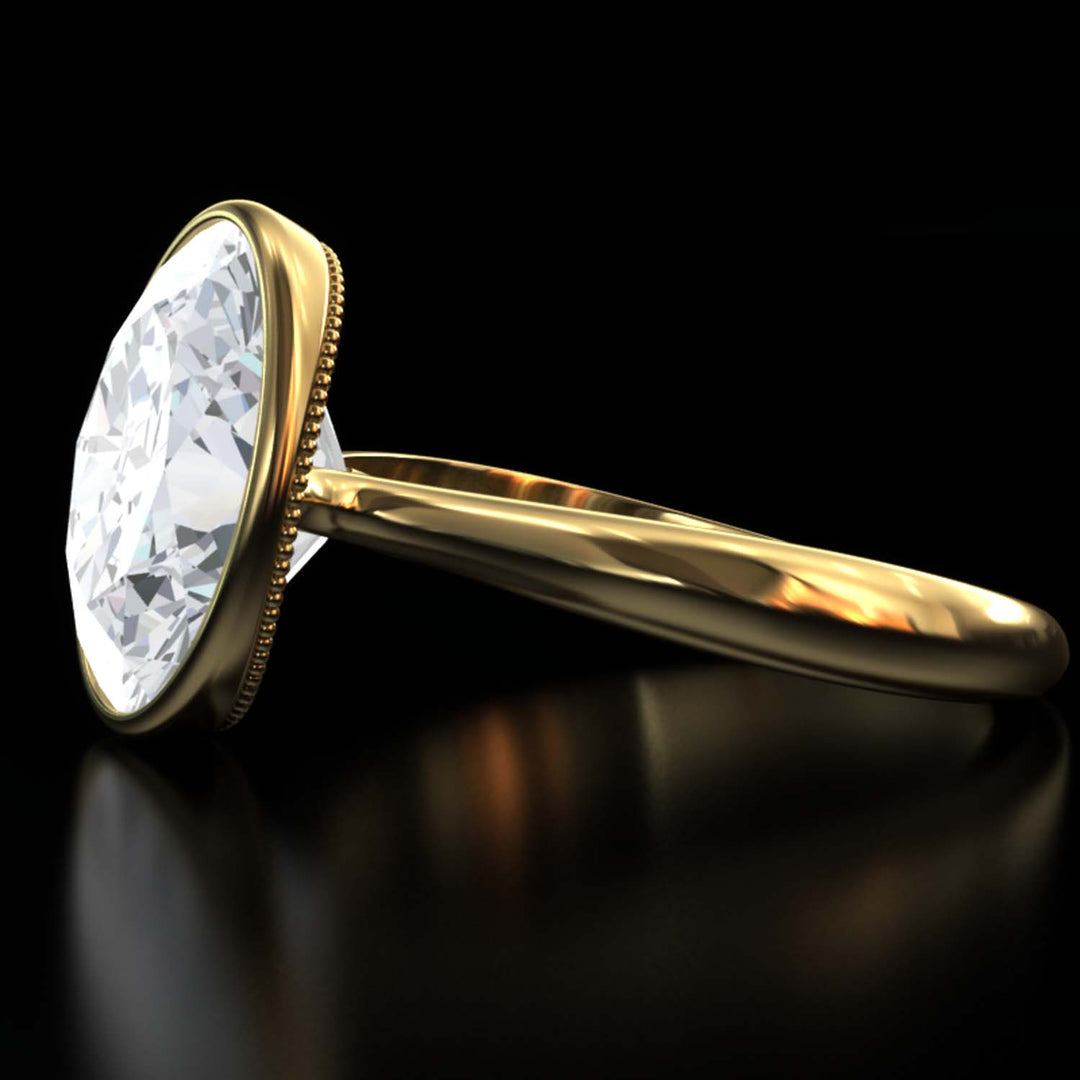 4.5 Carat Oval Lab-Grown Diamond Bezel Cathedral Ring - Classic Elegance Reimagined