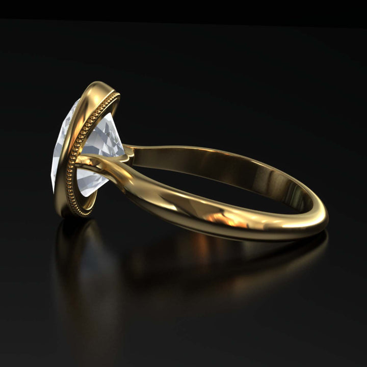 4.5 Carat Oval Lab-Grown Diamond Bezel Cathedral Ring - Classic Elegance Reimagined