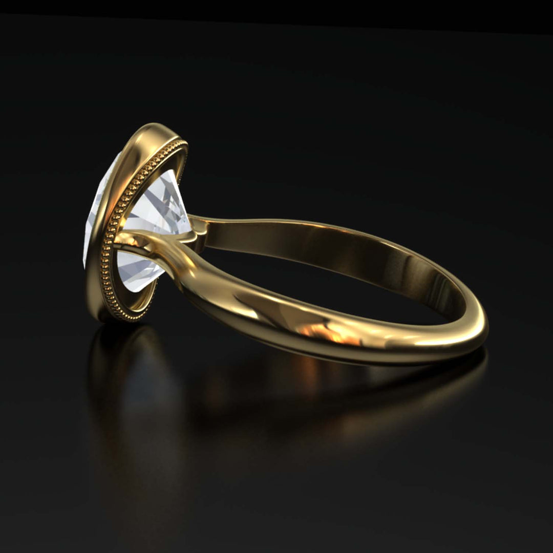 4.5 Carat Oval Lab-Grown Diamond Bezel Cathedral Ring - Classic Elegance Reimagined