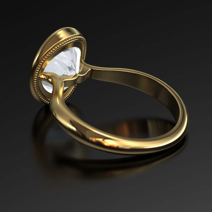 4.5 Carat Oval Lab-Grown Diamond Bezel Cathedral Ring - Classic Elegance Reimagined