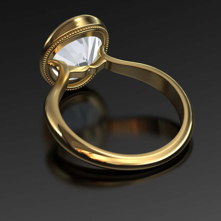 4.5 Carat Oval Lab-Grown Diamond Bezel Cathedral Ring - Classic Elegance Reimagined