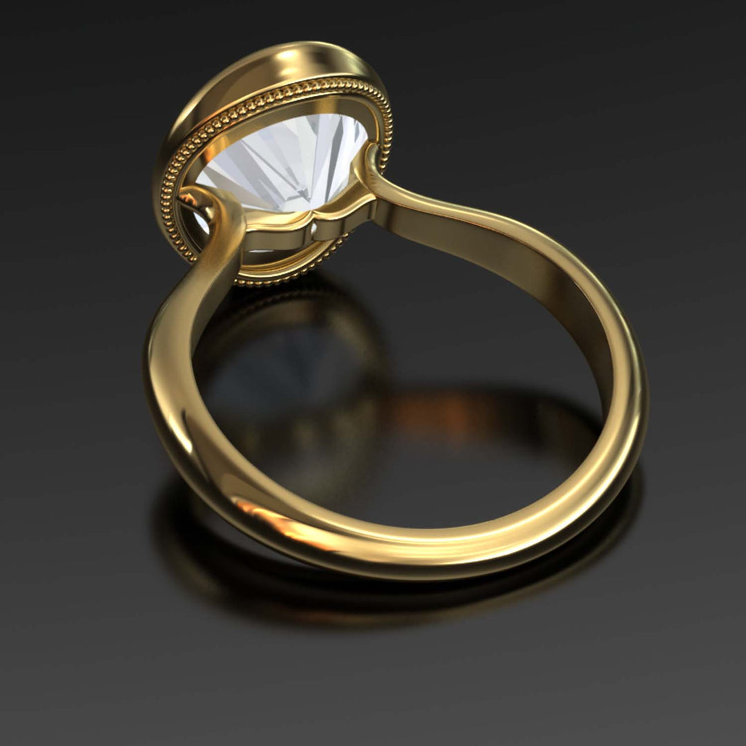 4.5 Carat Oval Lab-Grown Diamond Bezel Cathedral Ring - Classic Elegance Reimagined