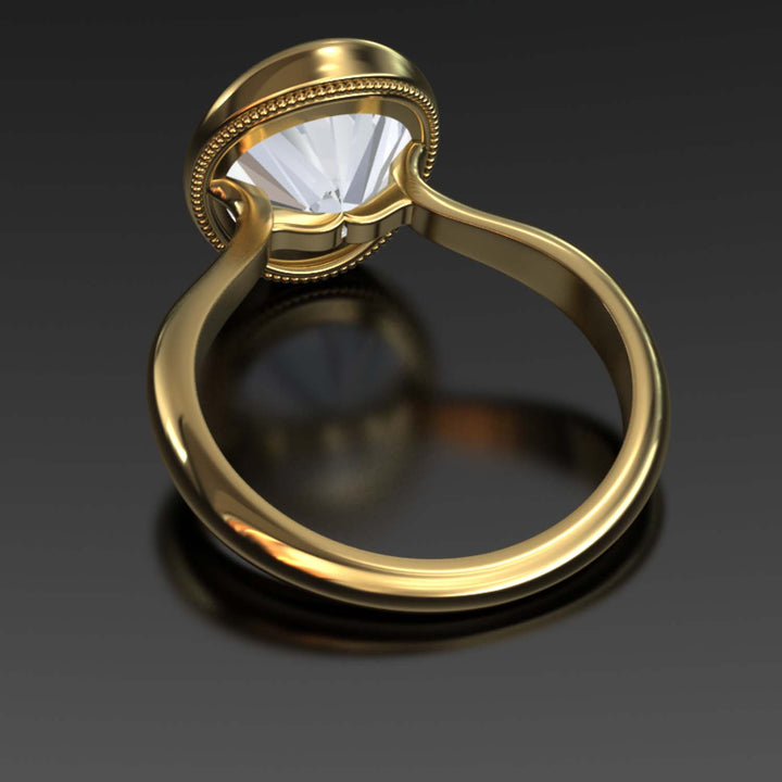 4.5 Carat Oval Lab-Grown Diamond Bezel Cathedral Ring - Classic Elegance Reimagined