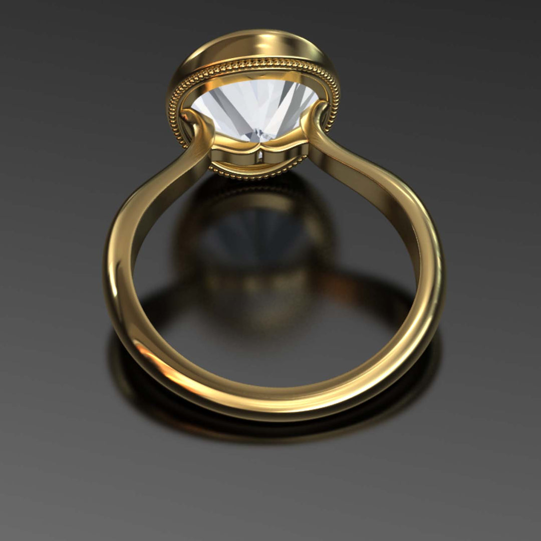 4.5 Carat Oval Lab-Grown Diamond Bezel Cathedral Ring - Classic Elegance Reimagined