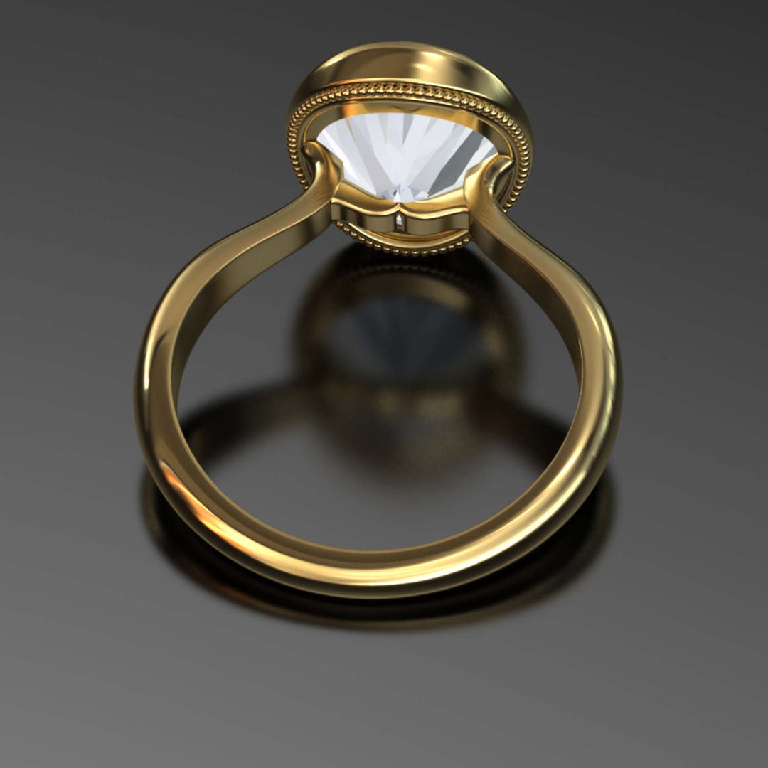 4.5 Carat Oval Lab-Grown Diamond Bezel Cathedral Ring - Classic Elegance Reimagined