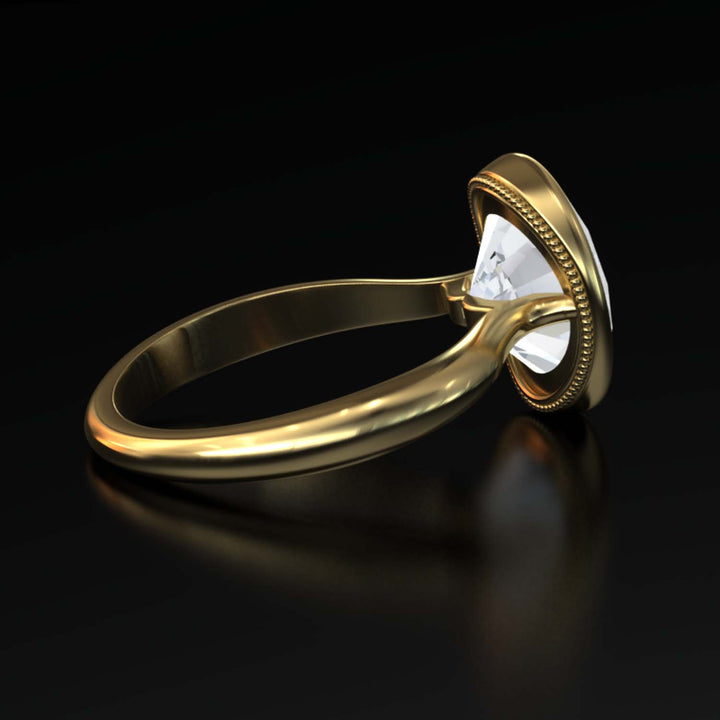 4.5 Carat Oval Lab-Grown Diamond Bezel Cathedral Ring - Classic Elegance Reimagined