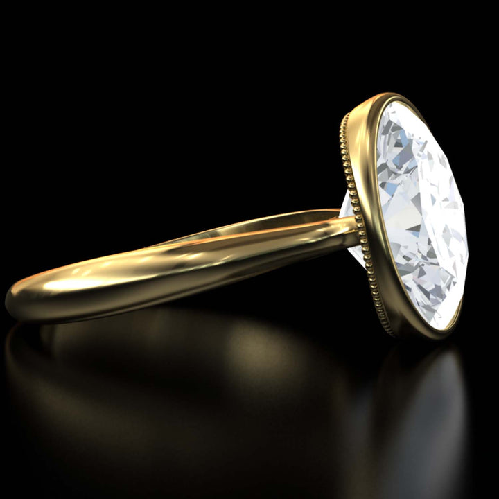 4.5 Carat Oval Lab-Grown Diamond Bezel Cathedral Ring - Classic Elegance Reimagined