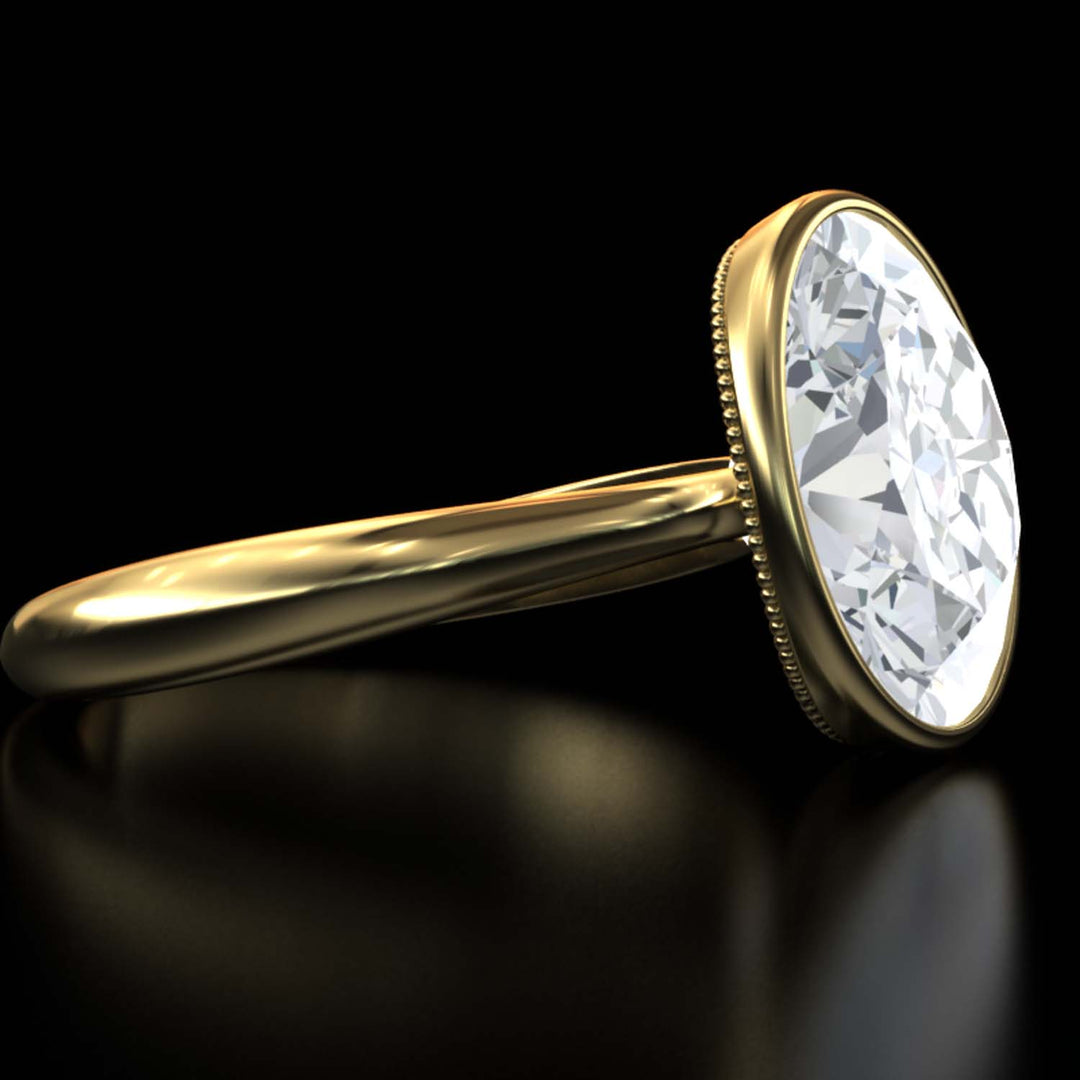 4.5 Carat Oval Lab-Grown Diamond Bezel Cathedral Ring - Classic Elegance Reimagined