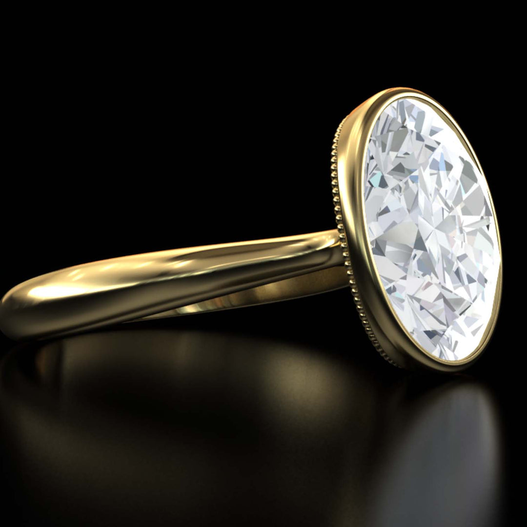 4.5 Carat Oval Lab-Grown Diamond Bezel Cathedral Ring - Classic Elegance Reimagined