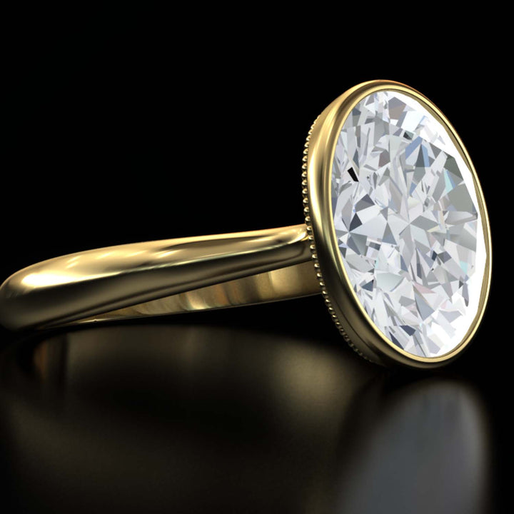 4.5 Carat Oval Lab-Grown Diamond Bezel Cathedral Ring - Classic Elegance Reimagined