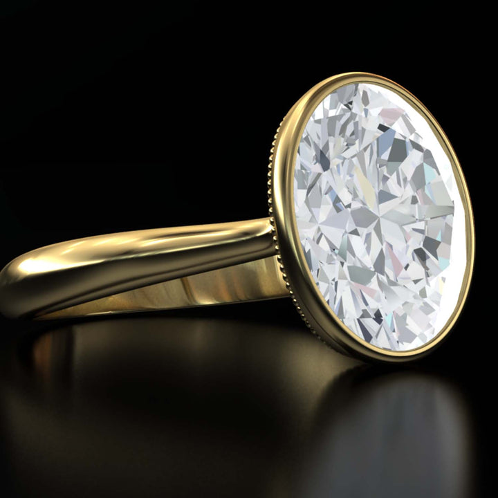 4.5 Carat Oval Lab-Grown Diamond Bezel Cathedral Ring - Classic Elegance Reimagined