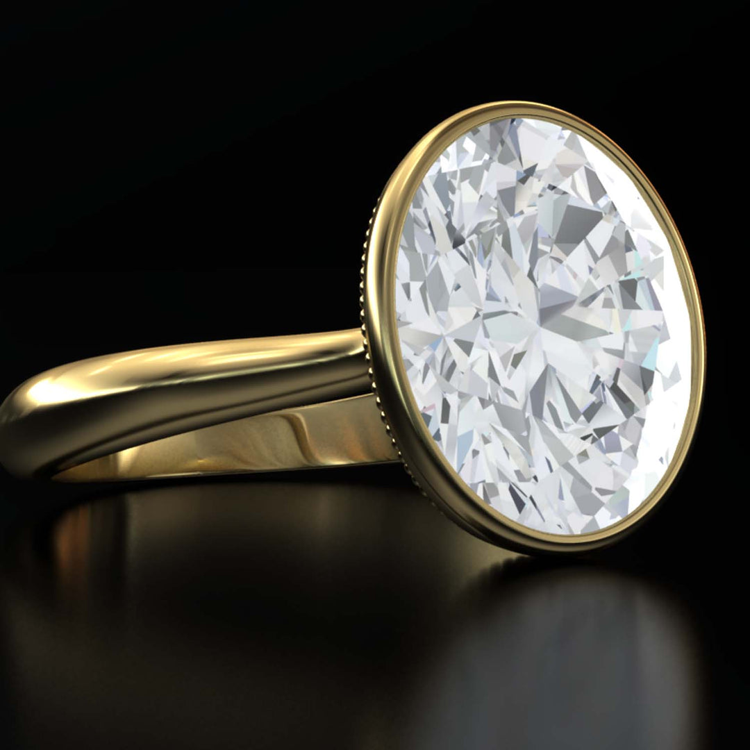 4.5 Carat Oval Lab-Grown Diamond Bezel Cathedral Ring - Classic Elegance Reimagined