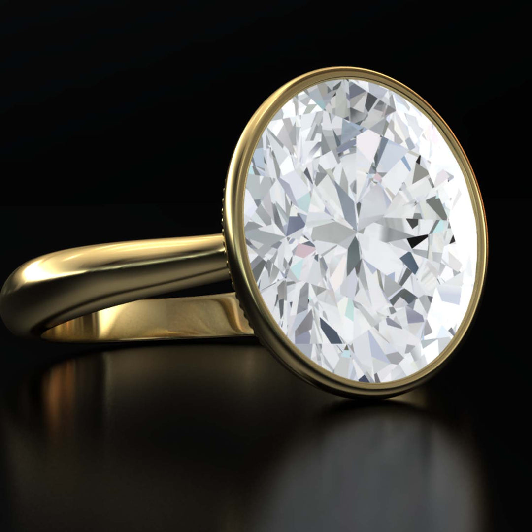 4.5 Carat Oval Lab-Grown Diamond Bezel Cathedral Ring - Classic Elegance Reimagined