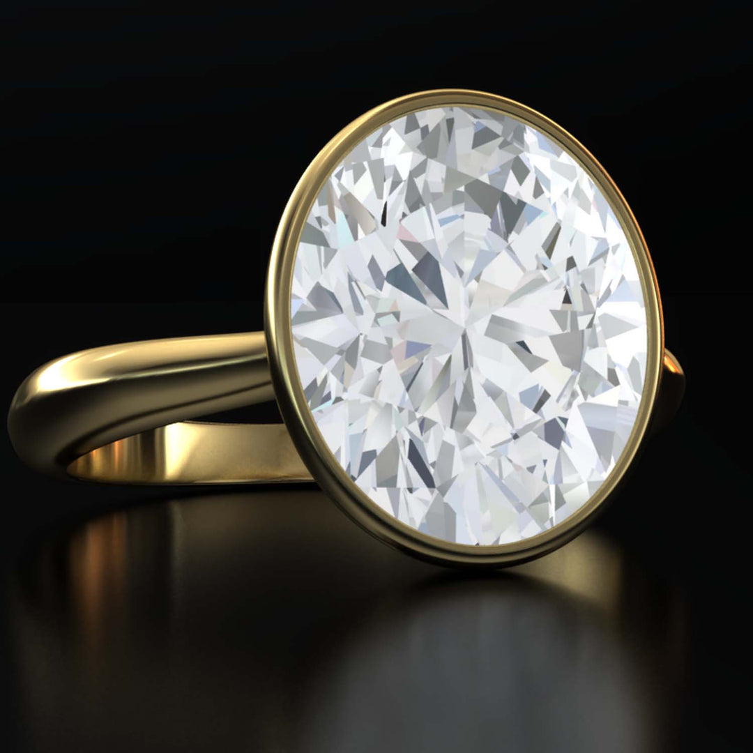 4.5 Carat Oval Lab-Grown Diamond Bezel Cathedral Ring - Classic Elegance Reimagined